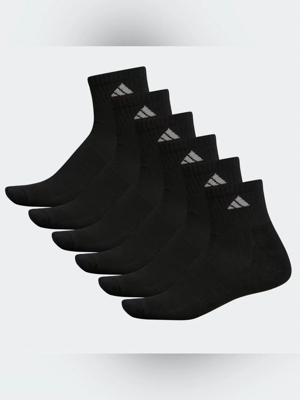 Adidas Athletic Cushioned Quarter Black Socks 6 Pairs